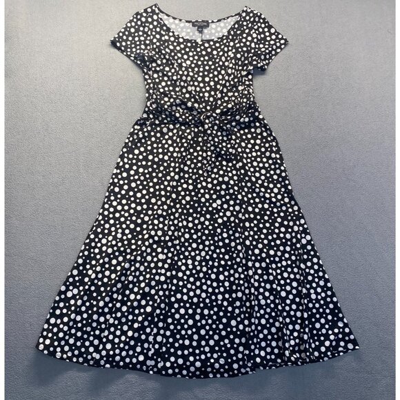 Perceptions New York Polka dot Dress Size Large,Stretch,Tie Waist,Preppy - Picture 1 of 12